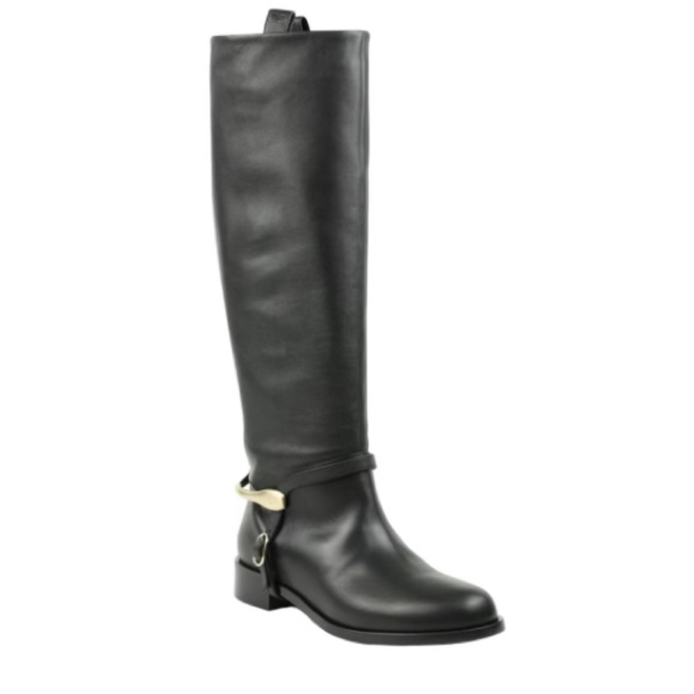 Bruno Magli Agnese Black Leather Knee High Riding Boots 8.5 NWT Italy